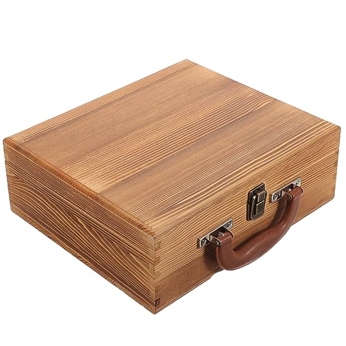 Abaodam Kasten Make-up-organizer Aus Holzkiste Desktop-ablagebox Erinnerungsbox Vintage-schmuckkästchen Abschließbare Truhe Schatzkiste Boxen Für Souvenir-box Hölzern A4 Mit Deckel