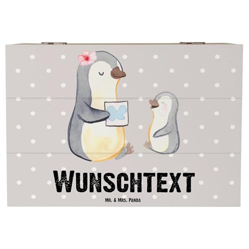 Mr. & Mrs. Panda 22 x 15 cm Personalisierte Holzkiste Logopädin Herz - Personalisierte Geschenke, Kiste mit Namen, Firma, Kindern, Truhe