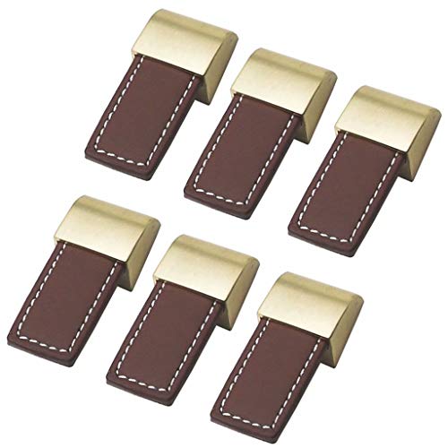 KHAMEO 6Pcs Leder Schubladen -Türknauf, Antike Kupferschrank -Zuggriff Für Nachttschress, Kommode Und Truhe Schubladenmöbel, 160 Mm/Kupfer/Einzelnes Loch