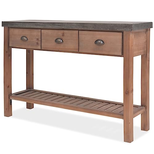 vidaXL Tannenholz Massiv Konsolentisch mit 3 Schubladen Konsole Beistelltisch Sideboard Flurtisch Ablagetisch Frisiertisch 122x35x80cm