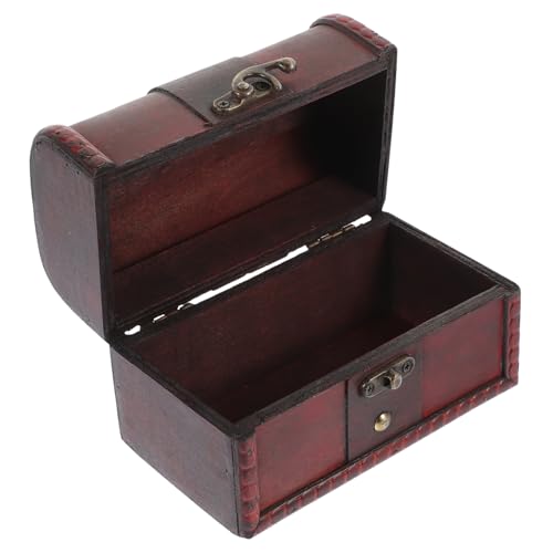 TOPBATHY Schmuck Vintage Aufbewahrungsbox Weihnachtsschatzkiste Aufbewahrungsbox Für Kommode Edelstein-box Kleiner Abschließbarer Retro-schatztruhe Hölzerne Truhe Pirat Holz Requisiten