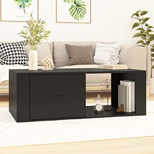 BUKSCYJS Kleiner Couchtisch,Truhentisch Couchtischcouchtisch Schwarz 100x50,5x35 cm Holzwerkstoffgeeignet FüR Wohnzimmer, Neben Dem Sofa, Arbeitszimmer, Konferenzraum