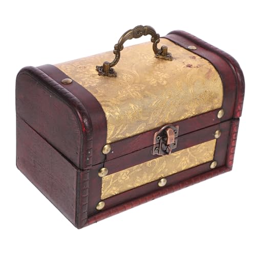 OFFSCH Vintage Aufbewahrungsbox Kleiner Abschließbarer Chinesische Antike Schmuckschatulle Piratenschatztruhe Schatzkisten-organizer Hölzerne Truhe Dekorative Lagerung Holz Ornamente